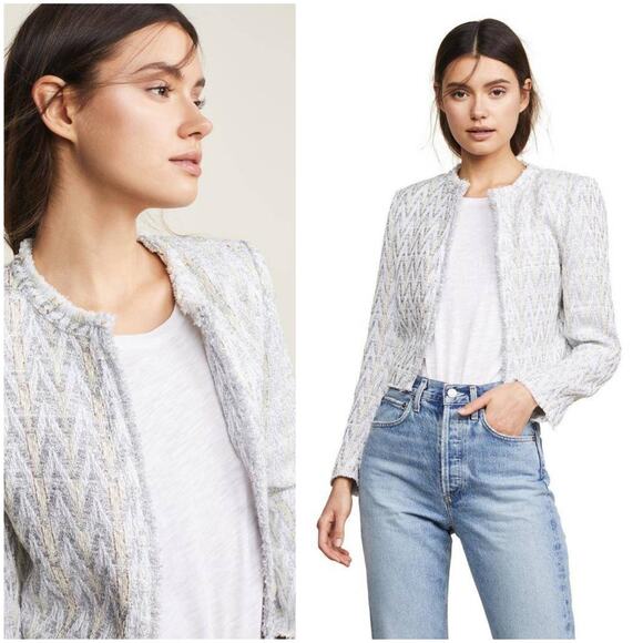 IRO Makilo Tweed Cropped Jacket Blazer Silver Gold | 4 - Picture 1 of 16